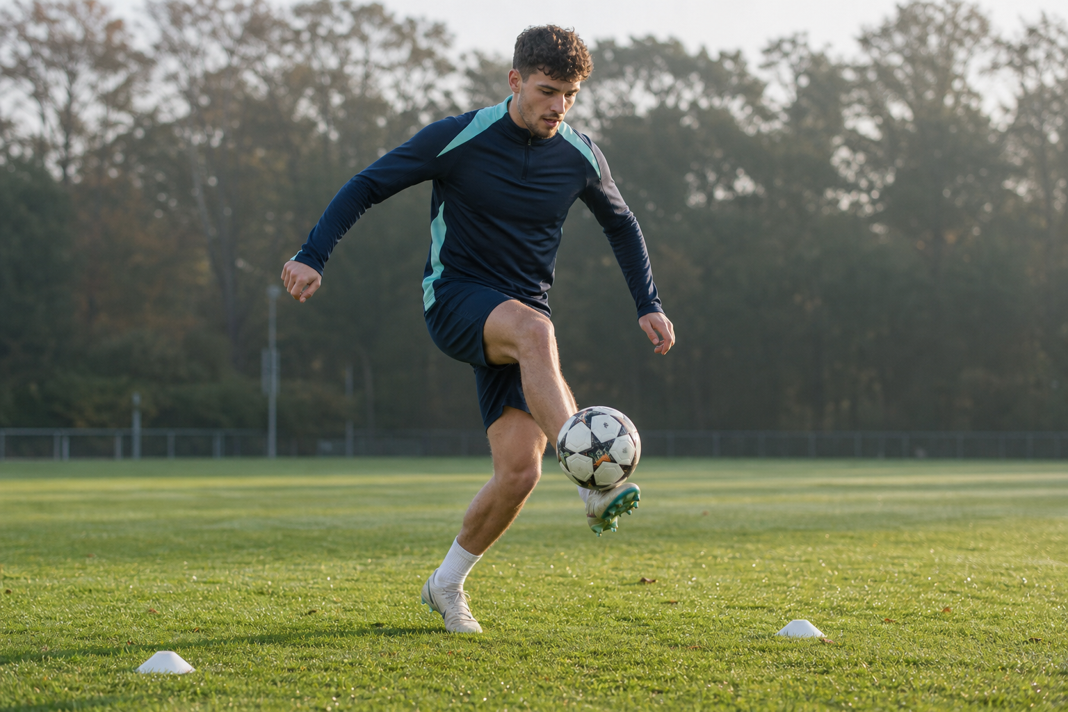 Sporthorloge naast een bal op een sportbank tijdens een training